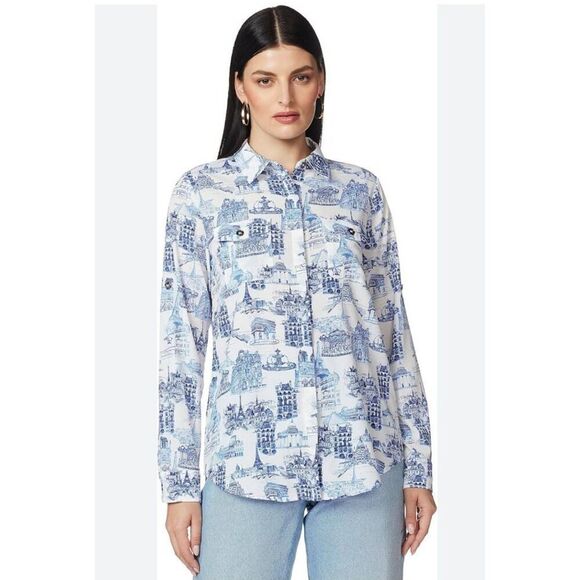 Karl Lagerfeld Paris Women's Long Sleeve Whimsical Blouse - Picture 1 of 6